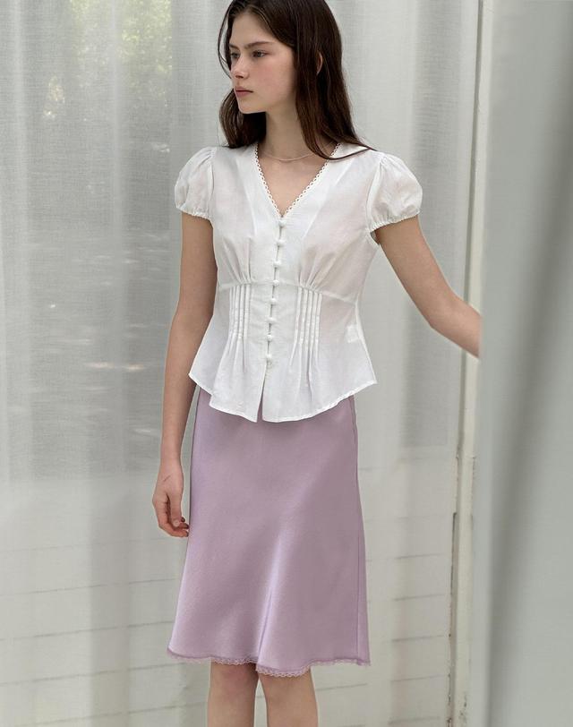 로트르드민 Text white Blouse 화이트 착용컷