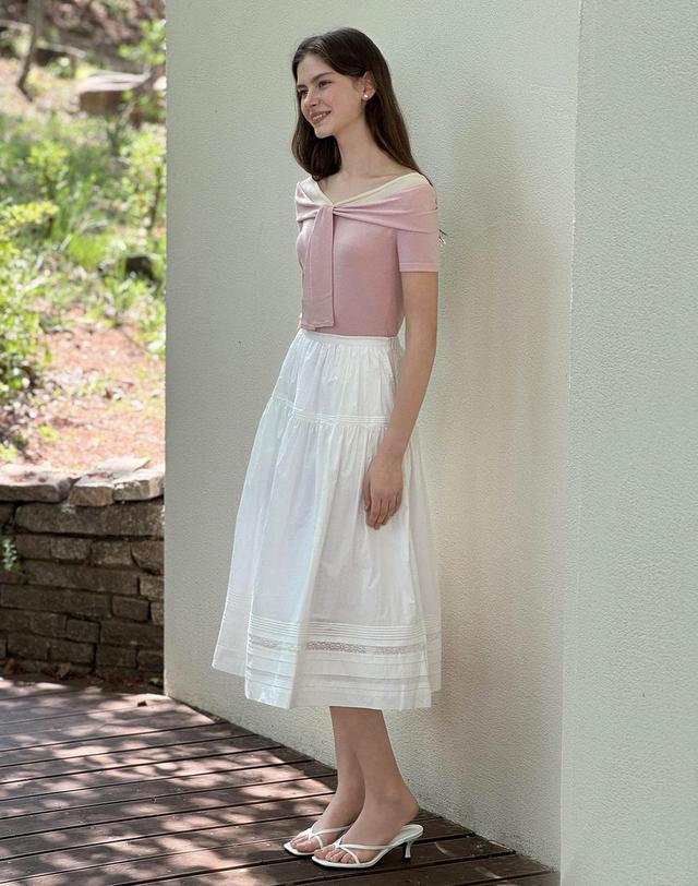 로트르드민 [L사이즈 추가] Letter lace white skirt 화이트 착용컷