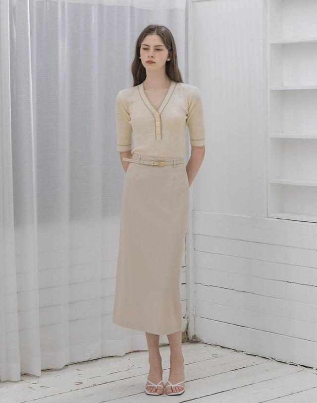 로트르드민 Pencil Long Ivory Skirt 아이보리 착용컷
