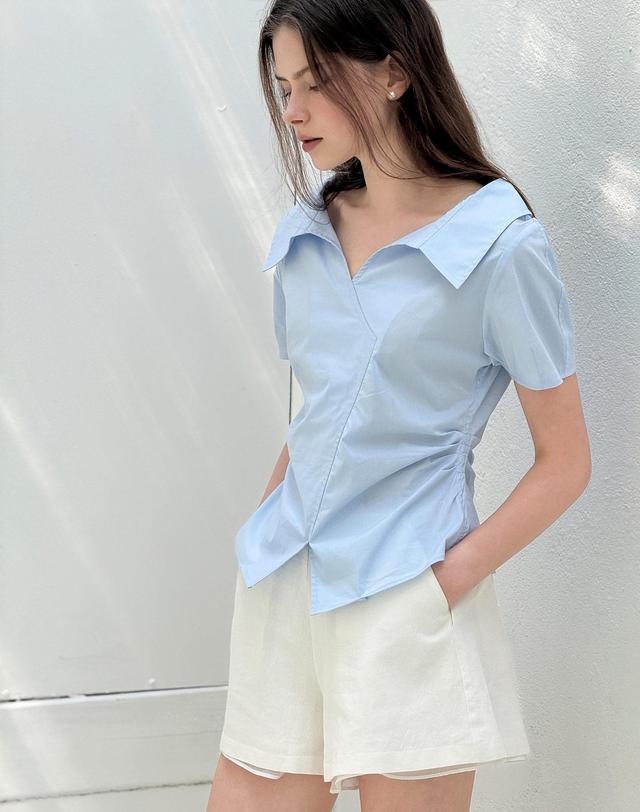 로트르드민 [L사이즈 추가] Amanda summer blue shirts 블루 착용컷