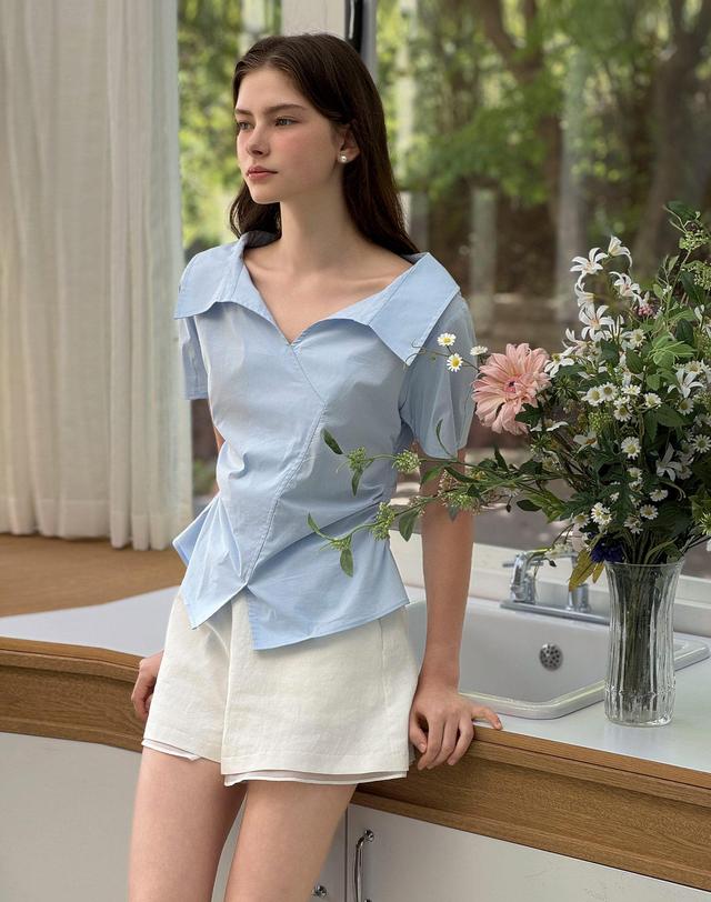 로트르드민 [L사이즈 추가] Amanda summer blue shirts 블루 착용컷