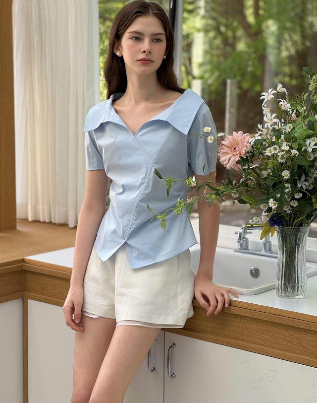 로트르드민 [L사이즈 추가] Amanda summer blue shirts 블루 착용컷