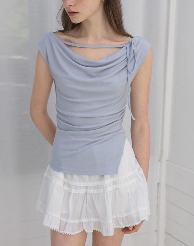 로트르드민 Summer draped Blue T shirts 블루 착용컷