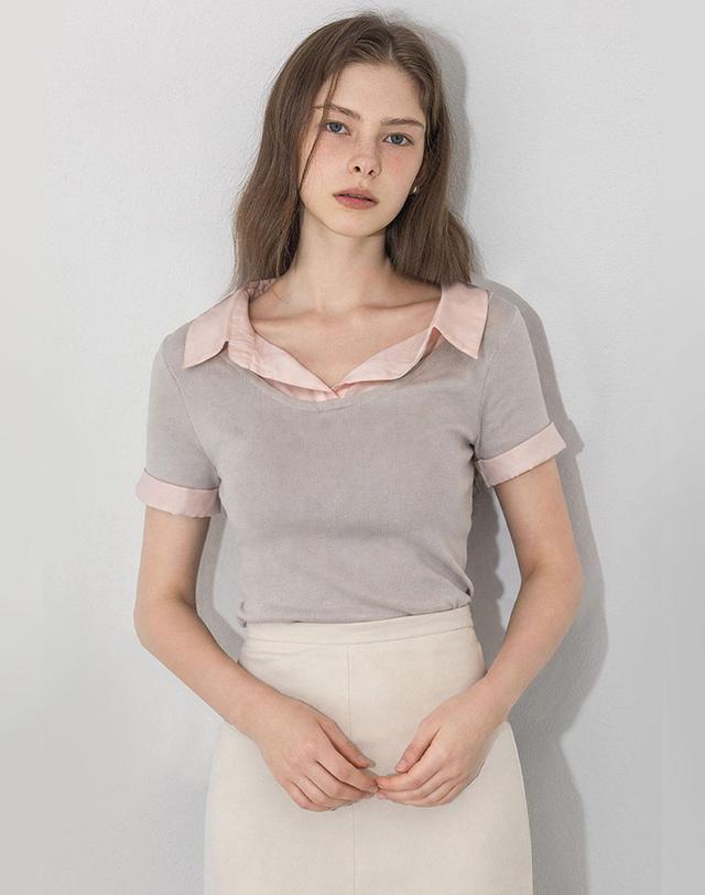 로트르드민 Layered sheer shirt summer knit 착용컷