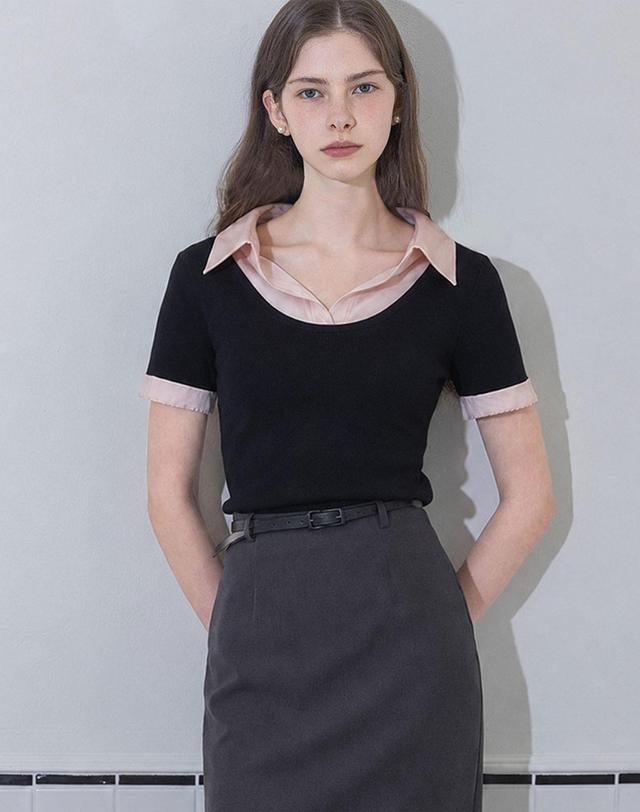로트르드민 Layered sheer shirt summer knit 착용컷