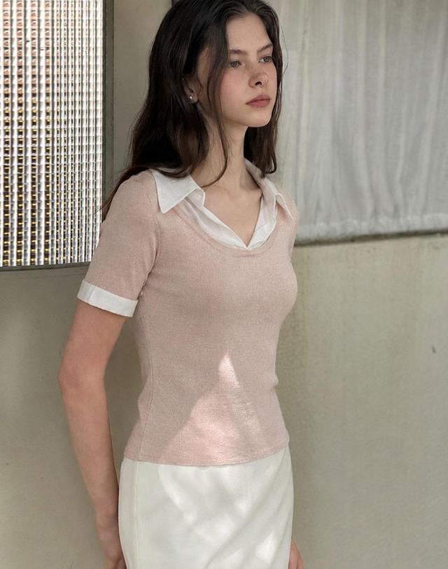 로트르드민 Layered sheer shirt summer knit 착용컷