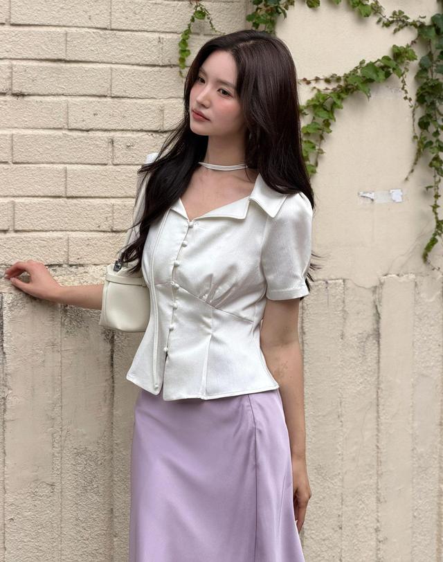 로트르드민 Noe summer Tied Cream Blouse 착용컷