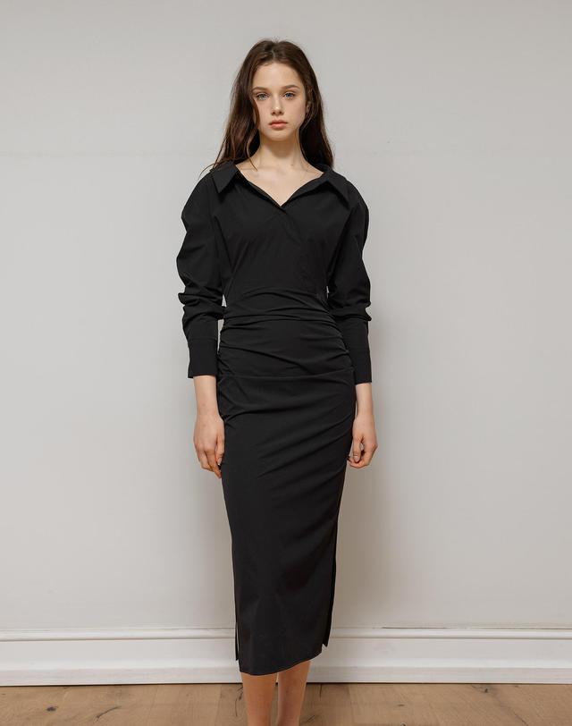 로트르드민 Classic shirring Shirt Black Dress 착용컷