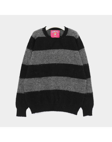 하울린 셔틀랜드 울 블랙이쉬 남성 니트 SHAGGY BEAR CHUNKY STRIPES BLACKISH