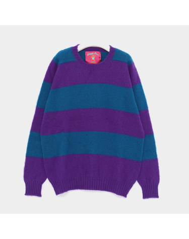 하울린 셔틀랜드 울 남성 니트 SHAGGY BEAR CHUNKY STRIPES PURPLE HAZE