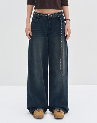 Signature Low Rise Wide Jeans DCWPT004DBLUE
