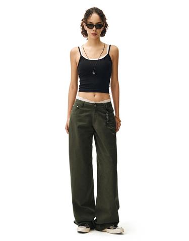 Signature Low Rise Wide Jeans DCWPT004Khaki
