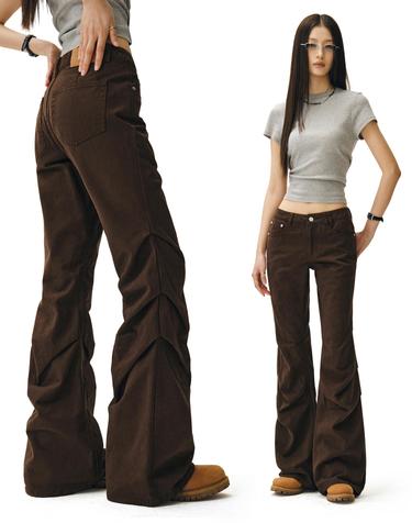 Flared Shirring Pants DCWPT017BROWN