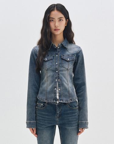 Western Slim Denim Shirts DCWSH003BLUE