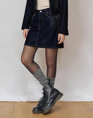 [벨벳데님]Velvet Mini Skirt DCSK007DBLUE