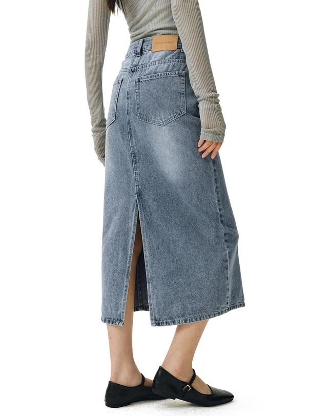 데케트 우먼 Signature Long Skirt DCSK003LBlueB 착용컷