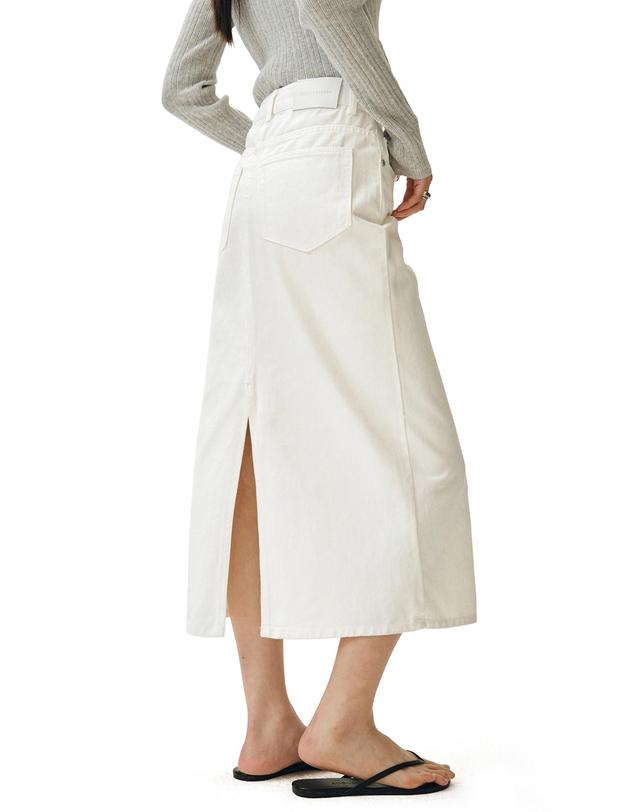 데케트 우먼 Signature Long Skirt DCSK003Ivory 착용컷