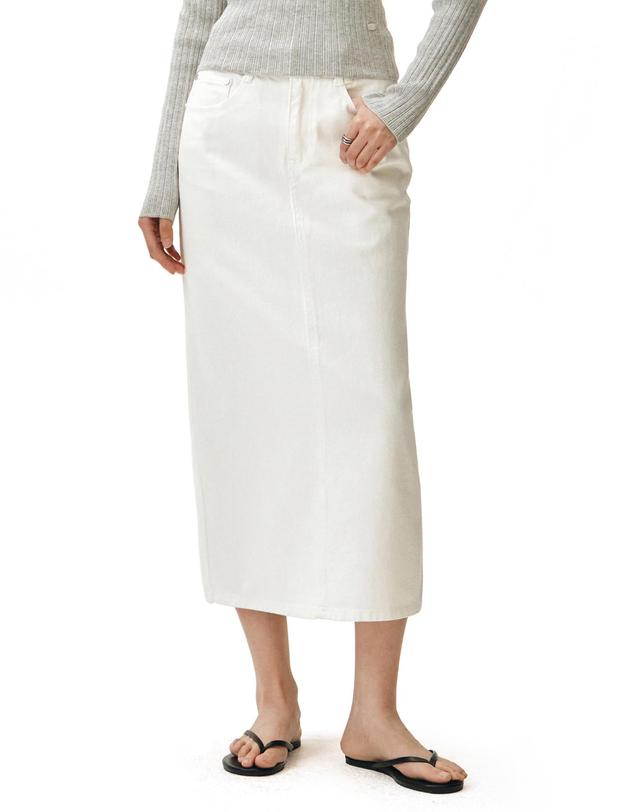 데케트 우먼 Signature Long Skirt DCSK003Ivory 착용컷