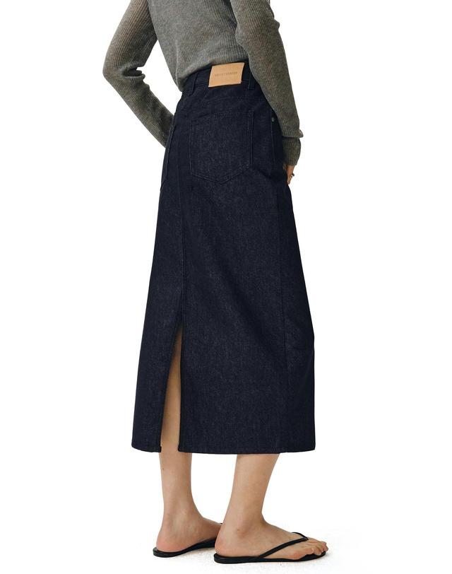 데케트 우먼 Signature Long Skirt DCSK003CPIndigo 착용컷