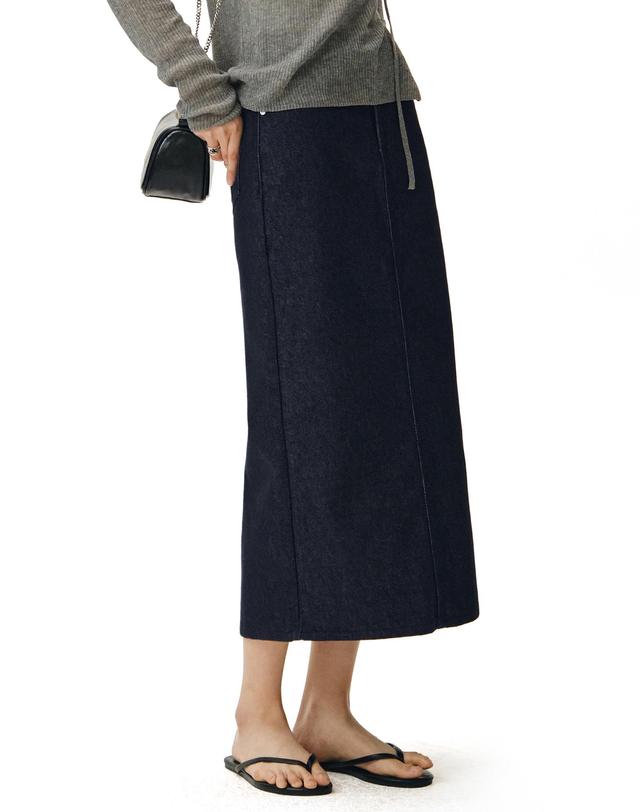 데케트 우먼 Signature Long Skirt DCSK003CPIndigo 착용컷
