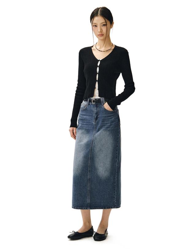 데케트 우먼 Signature Long Skirt DCSK003BlueB 착용컷
