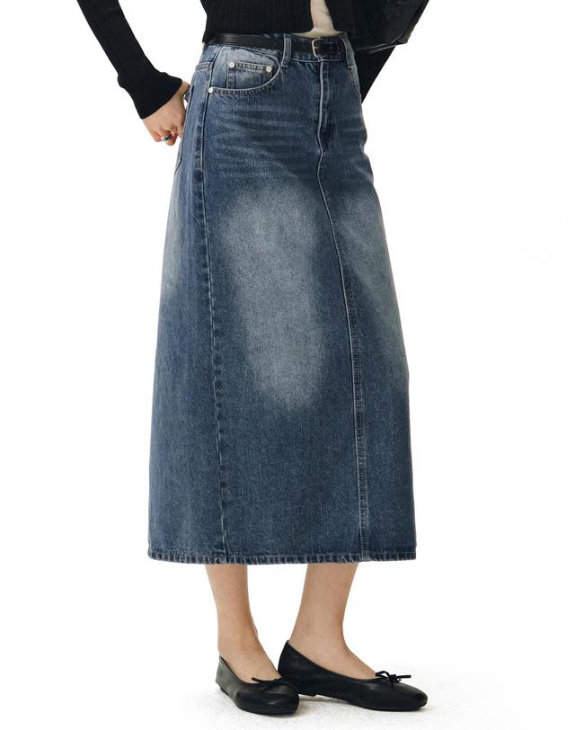 데케트 우먼 Signature Long Skirt DCSK003BlueB 착용컷