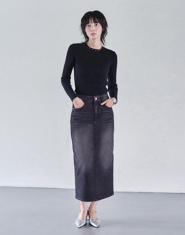 데케트 우먼 Signature Long Skirt DCSK003BlackPink 착용컷
