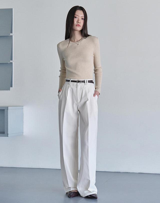 데케트 우먼 2Pleats Wide Pants DCWPT012Ivory 착용컷