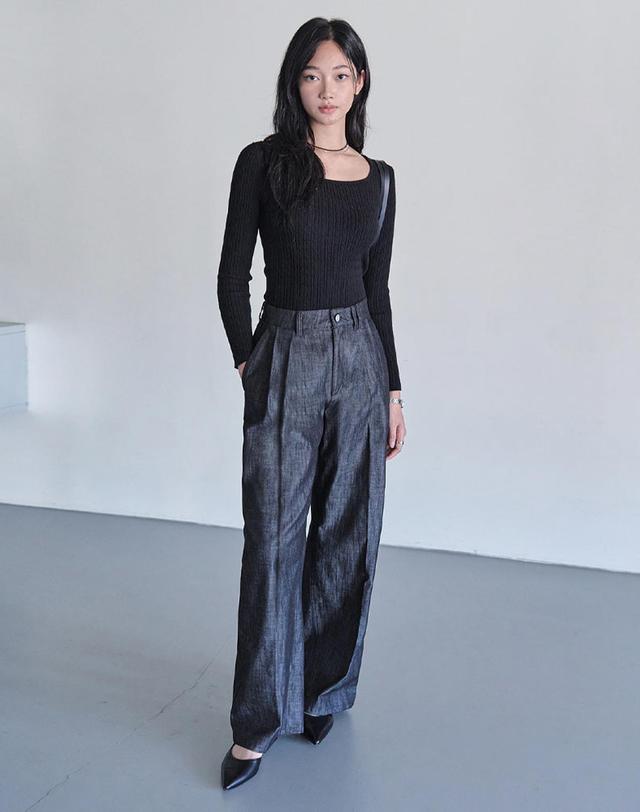 데케트 우먼 2Pleats Wide Pants DCWPT012CPBlack 착용컷