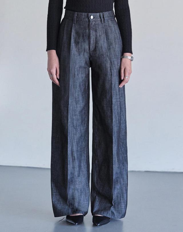 데케트 우먼 2Pleats Wide Pants DCWPT012CPBlack 착용컷