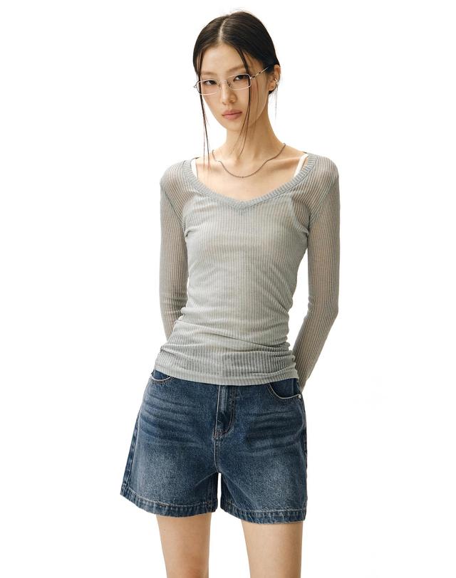 데케트 우먼 Signature Denim Shorts DCWPT007BlueB 착용컷