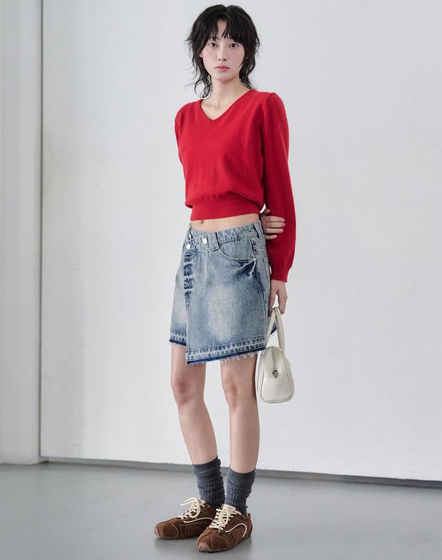 데케트 우먼 Wrap Skirt DCSK005LBlue 착용컷