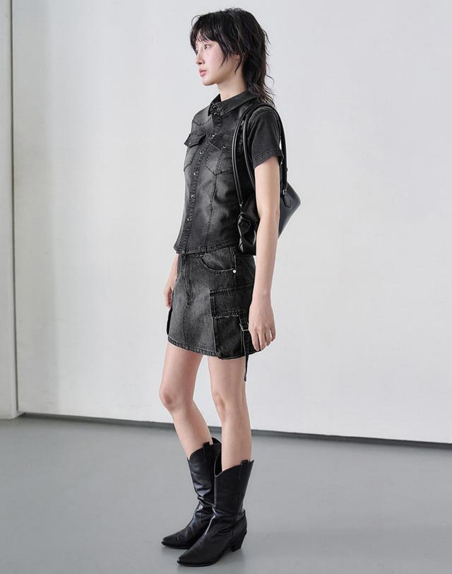 데케트 우먼 Cargo Mini Skirt DCSK004BlackA 착용컷