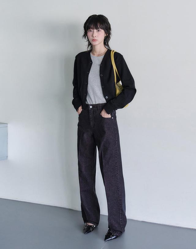 데케트 우먼 Signature Straight Jeans DCWPT001BlackPink 착용컷