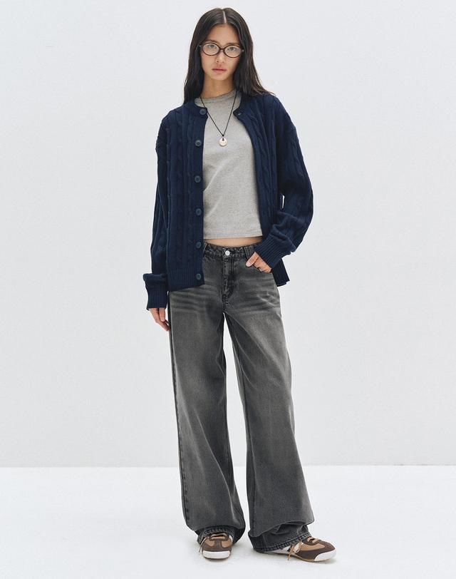 데케트 우먼 Signature Low Rise Wide Jeans DCWPT004GRAY 착용컷