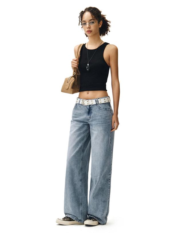 데케트 우먼 Signature Low Rise Wide Jeans DCWPT004LBlueB 착용컷