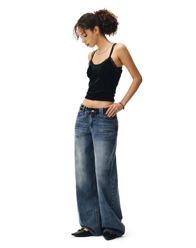 데케트 우먼 Signature Low Rise Wide Jeans DCWPT004BlueB 착용컷