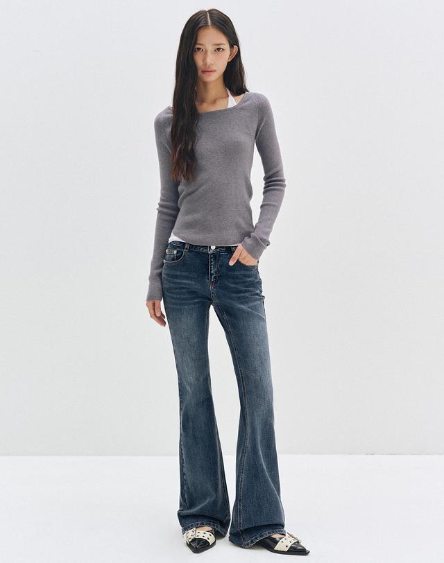 데케트 우먼 Signature Slim Low Rise Flared Jeans DCWPT006BlueB 착용컷