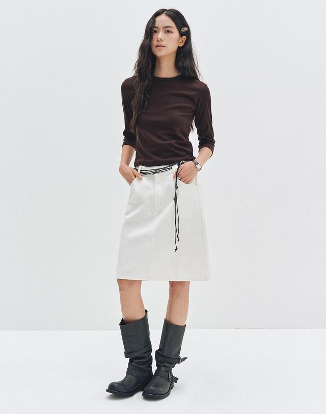 데케트 우먼 Signature Midi Skirt DCSK002IVORY 착용컷