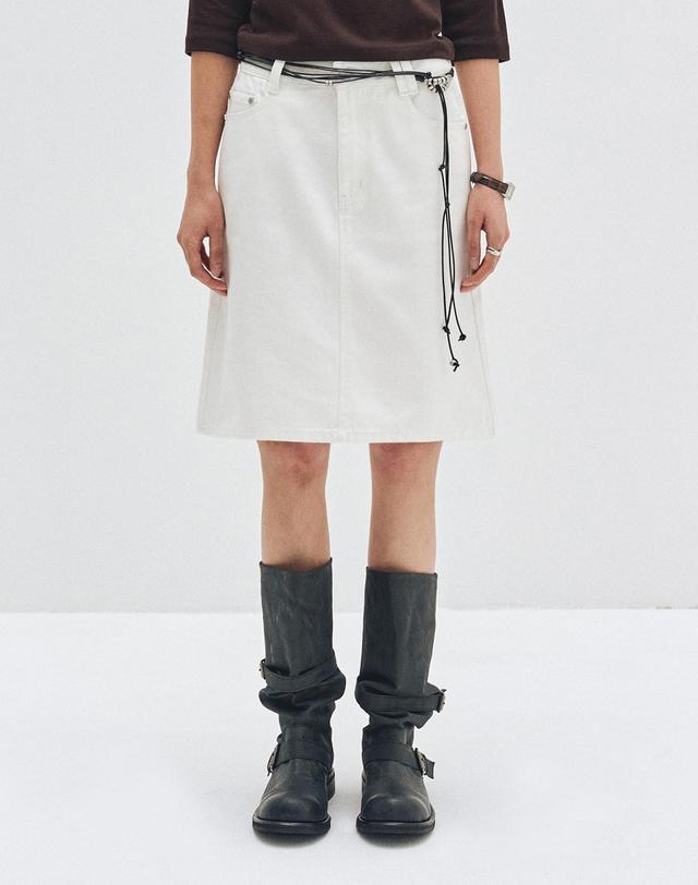 데케트 우먼 Signature Midi Skirt DCSK002IVORY 착용컷