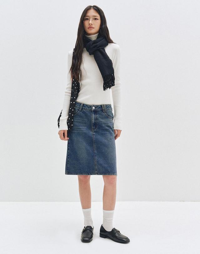 데케트 우먼 Signature Midi Skirt DCSK002BLUE 착용컷