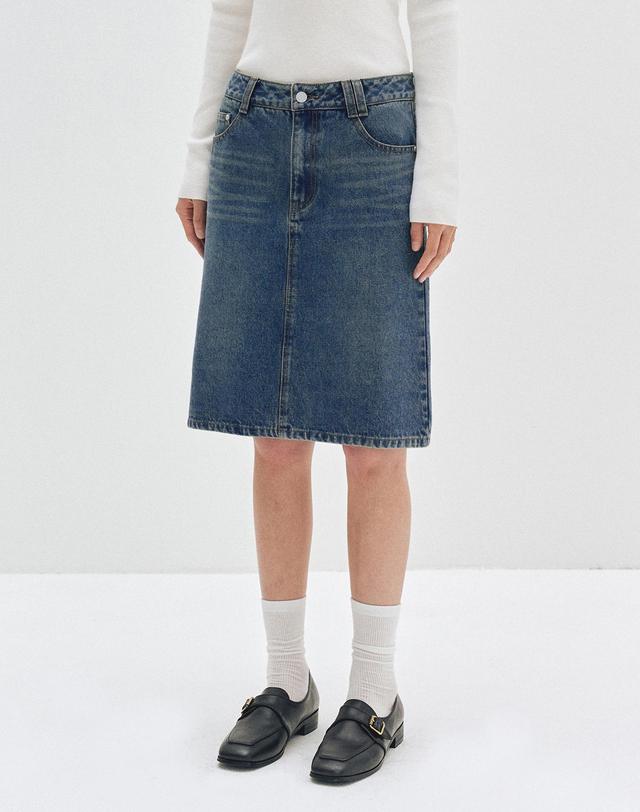 데케트 우먼 Signature Midi Skirt DCSK002BLUE 착용컷