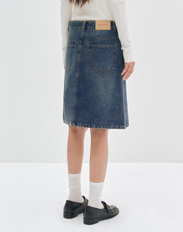 데케트 우먼 Signature Midi Skirt DCSK002BLUE 착용컷