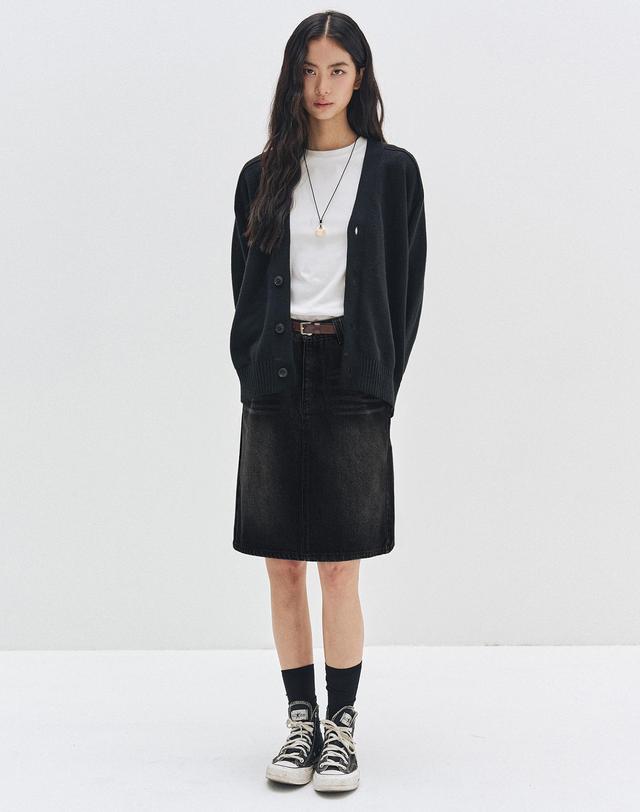 데케트 우먼 Signature Midi Skirt DCSK002BLACK 착용컷