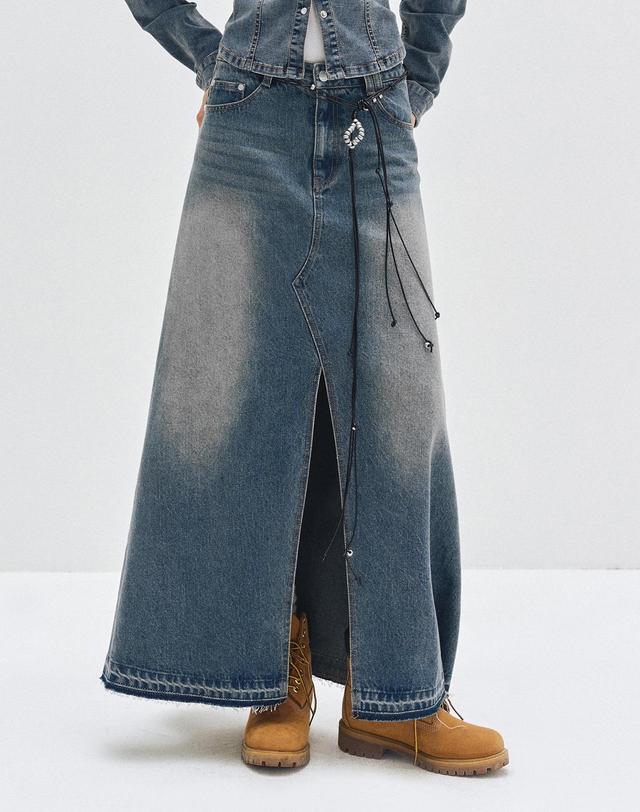데케트 우먼 Maxi Skirt DCSK006BLUE 착용컷