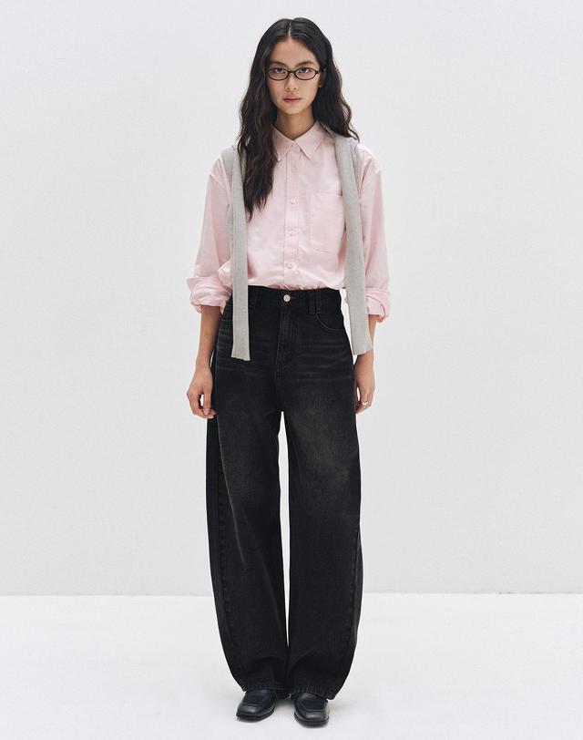 데케트 우먼 Curved Wide Jeans DCWPT013BLACK 착용컷