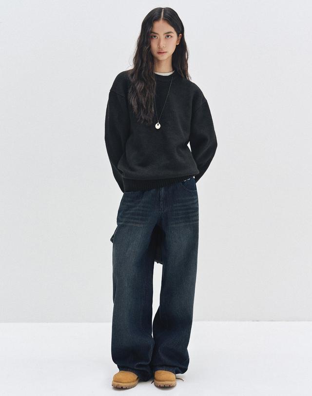 데케트 우먼 [골지데님]Wide Rib Jeans DCWPT015BLUE 착용컷