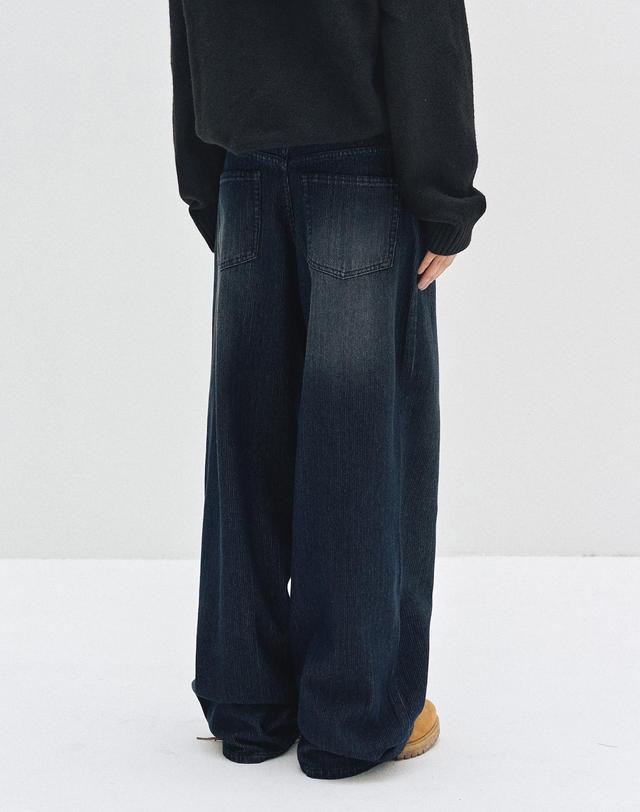 데케트 우먼 [골지데님]Wide Rib Jeans DCWPT015BLUE 착용컷