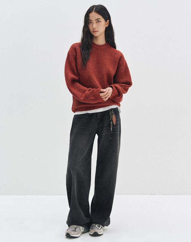 데케트 우먼 [골지데님]Wide Rib Jeans DCWPT015BLACK 착용컷