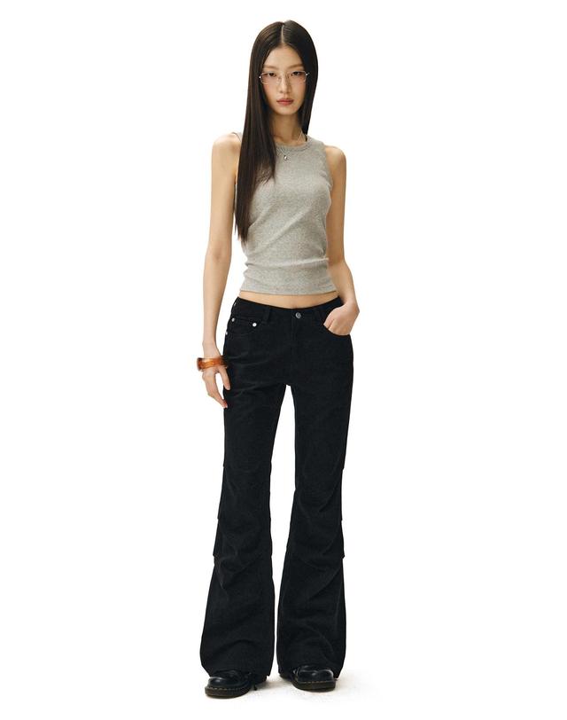데케트 우먼 Flared Shirring Pants DCWPT017BLACK 착용컷